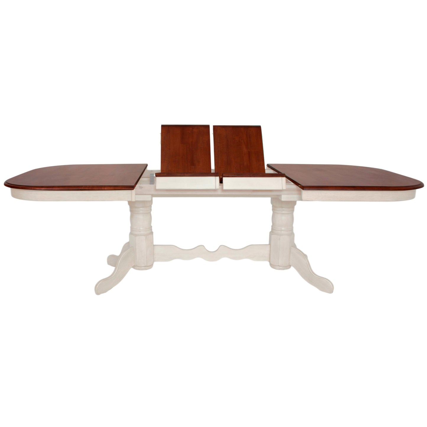 Sunset Trading Andrews 7 Piece 96" Oval Double Pedestal Extendable Dining Set | Butterfly Leaf Table | Antique White and Chestnut Brown | Seats 10 DLU-ADW4296-C30-AW7PC