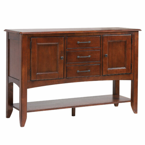 Sunset Trading Andrews Sideboard with Large Display Shelf | 3 Drawers 2 Storage Cabinets | Chestnut Brown DLU-ADW1122-SB-CT