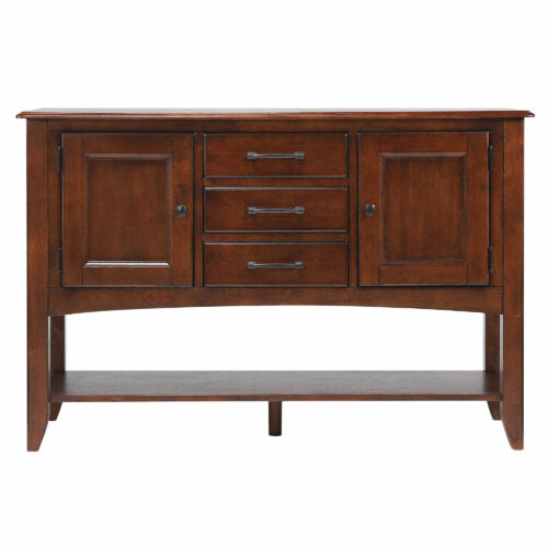 Sunset Trading Andrews Sideboard with Large Display Shelf | 3 Drawers 2 Storage Cabinets | Chestnut Brown DLU-ADW1122-SB-CT