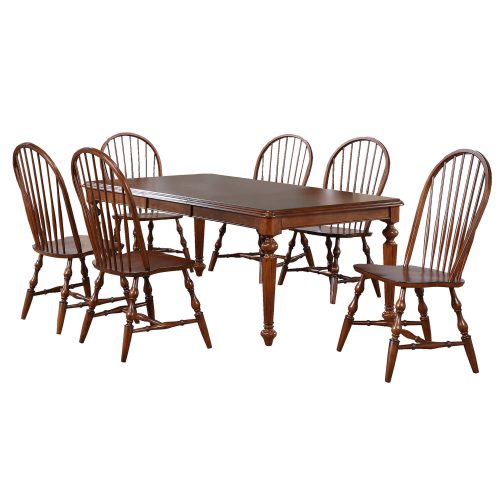 Sunset Trading Andrews 7 Piece 58-76" Rectangular Extendable Dining Set | Butterfly Leaf Table | Chestnut Brown | Seats 8 DLU-ADW4276-C30-CT7PC