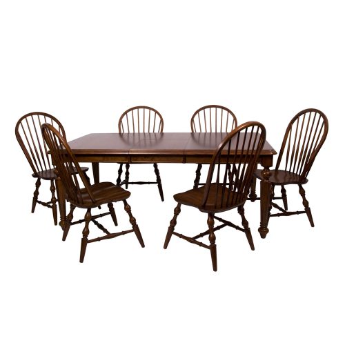 Sunset Trading Andrews 7 Piece 58-76" Rectangular Extendable Dining Set | Butterfly Leaf Table | Chestnut Brown | Seats 8 DLU-ADW4276-C30-CT7PC