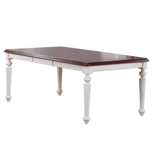 Sunset Trading Andrews 58-76" Rectangular Butterfly Extendable Dining Table | Antique White with Chestnut Brown Top | Seats 8 DLU-ADW4276-AW