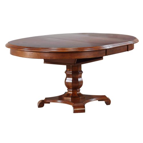 Sunset Trading Andrews 48" Round or 66" Oval Butterfly Leaf Extendable Dining Table | Chestnut Brown | Seats 6 DLU-ADW4866-CT