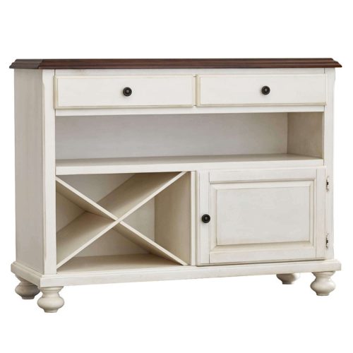 Sunset Trading Andrews Server | Antique White with Chestnut Brown Top DLU-ADW-SER-AW