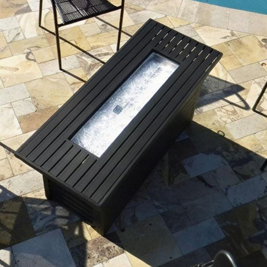 Az Patio Rectangle Black Mocha Fire Pit With Wind Screen AFP-RT-WS