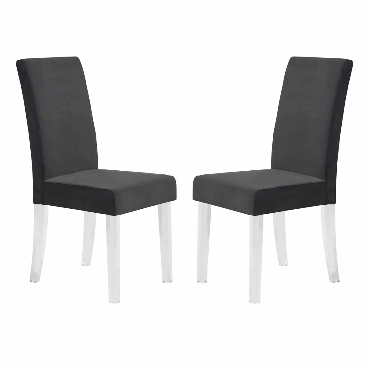 Benzara Curved Back Velvet Upholstered Modern Dining Chair, Set of 2, Black BM155663