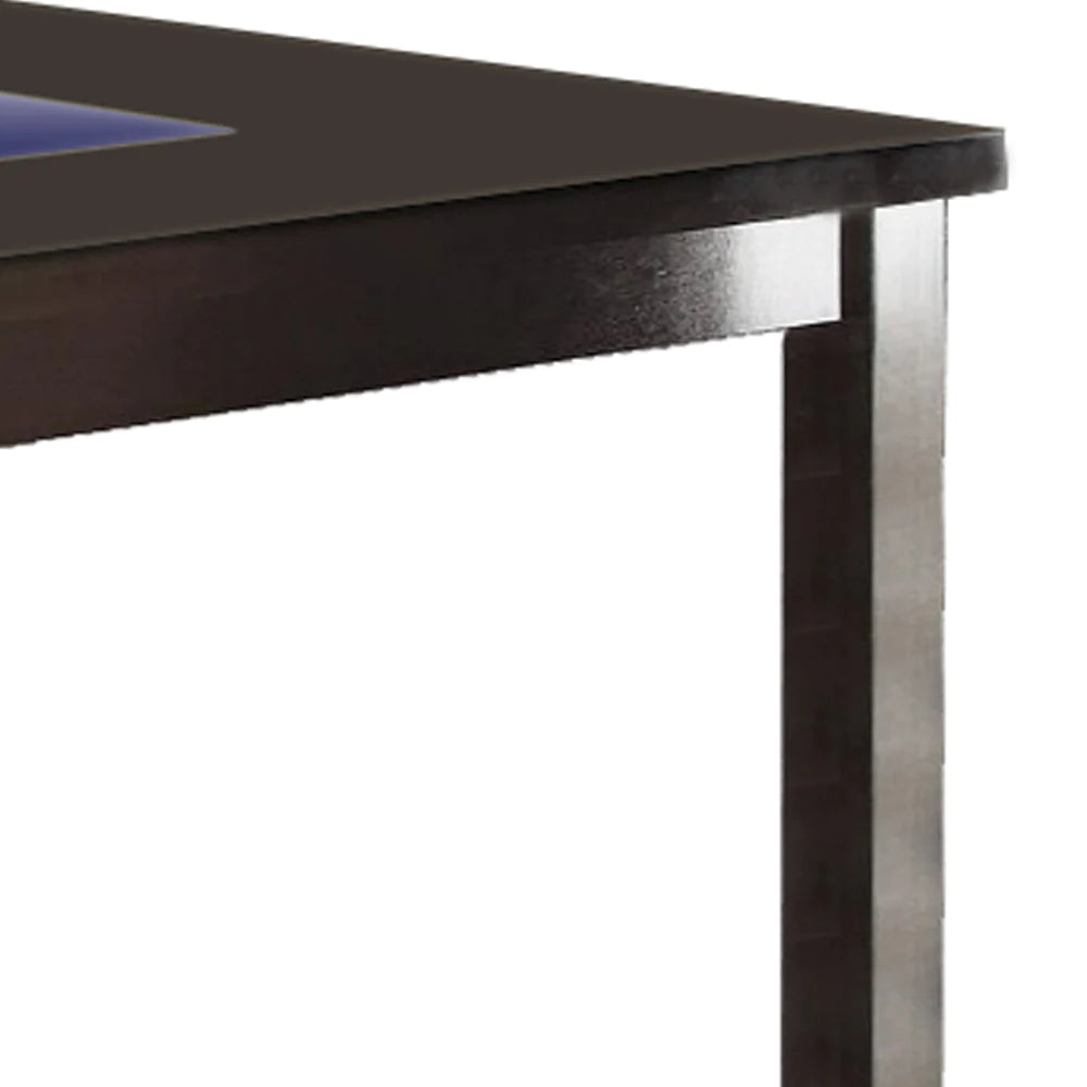 Benzara Wooden Dining Table With Tempered Glass Top, Brown BM171302