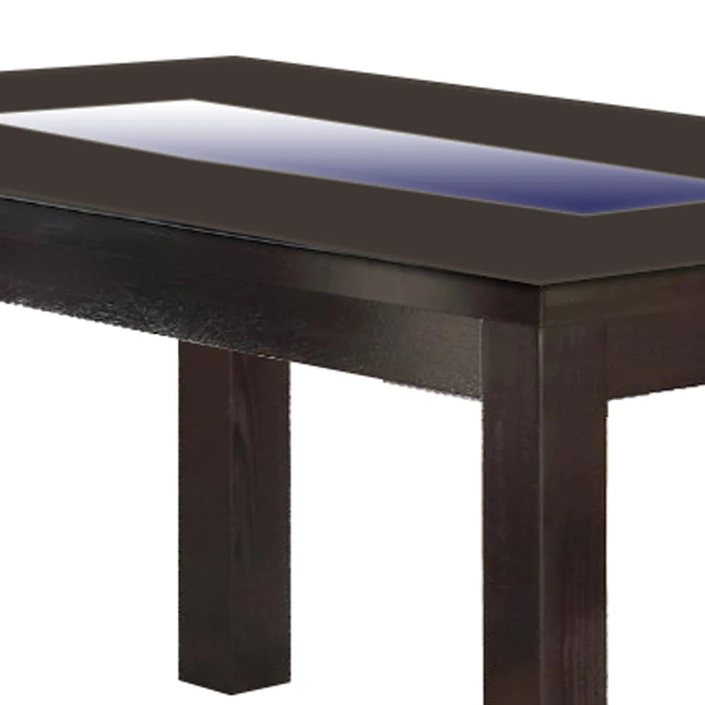 Benzara Wooden Dining Table With Tempered Glass Top, Brown BM171302