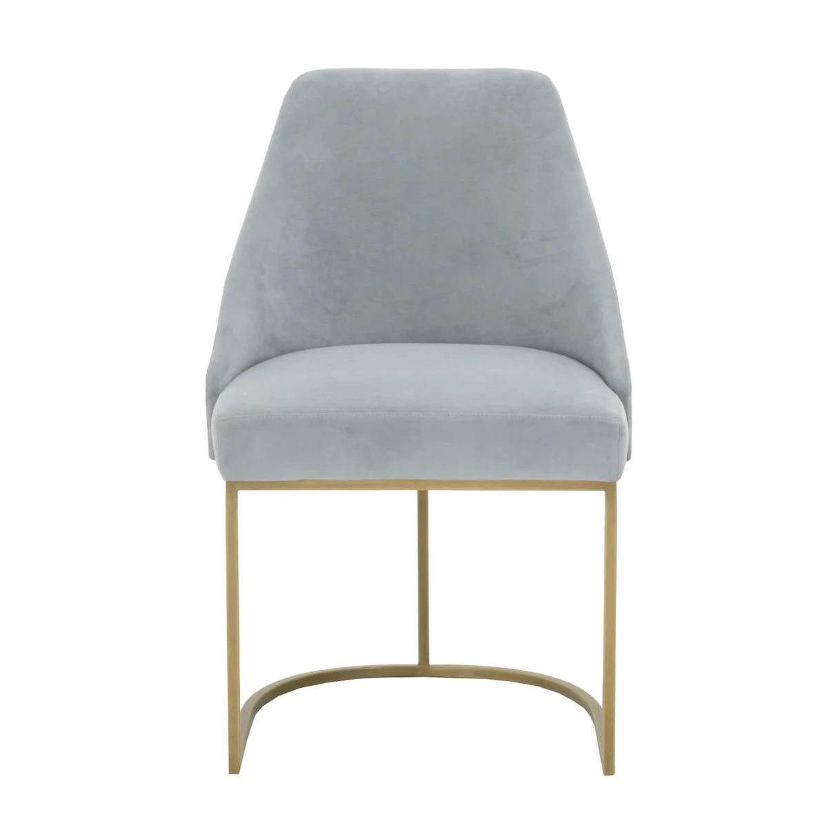 Benzara Velvet Upholstered Dining Chair With Metal Feet, Gold And Blue, Set Of Two BM185146