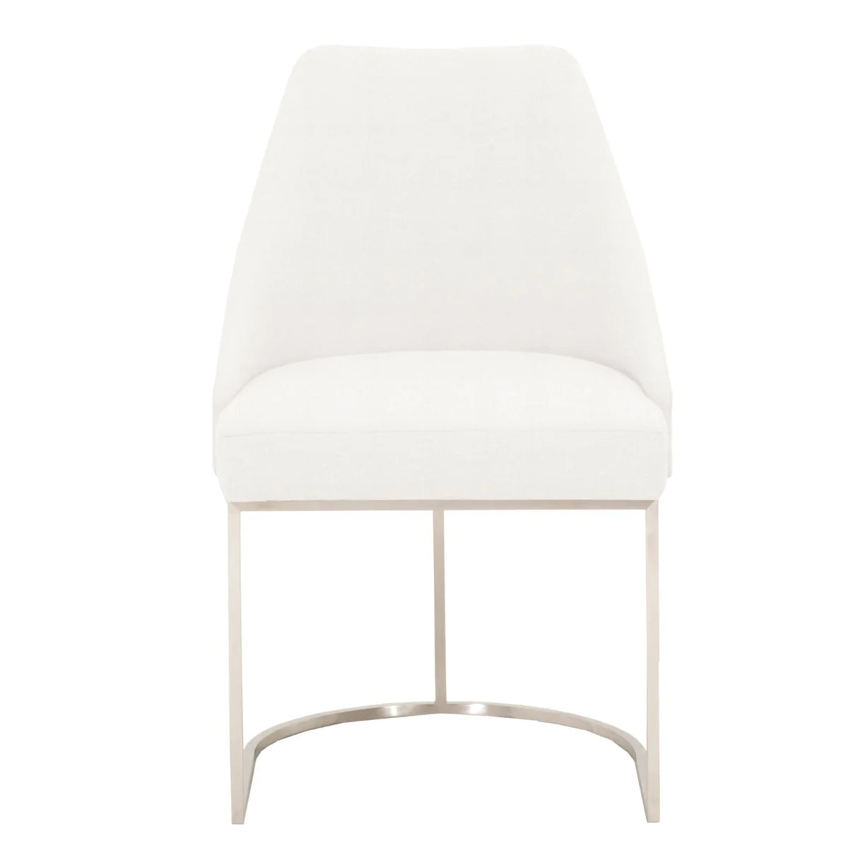 Benzara Velvet upholstered Dining Chair With Steel Feet, Silver And White, Set Of Two BM185148