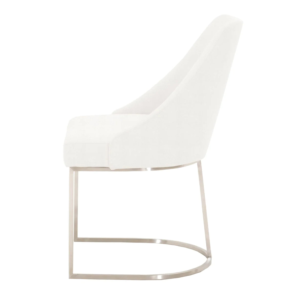 Benzara Velvet upholstered Dining Chair With Steel Feet, Silver And White, Set Of Two BM185148