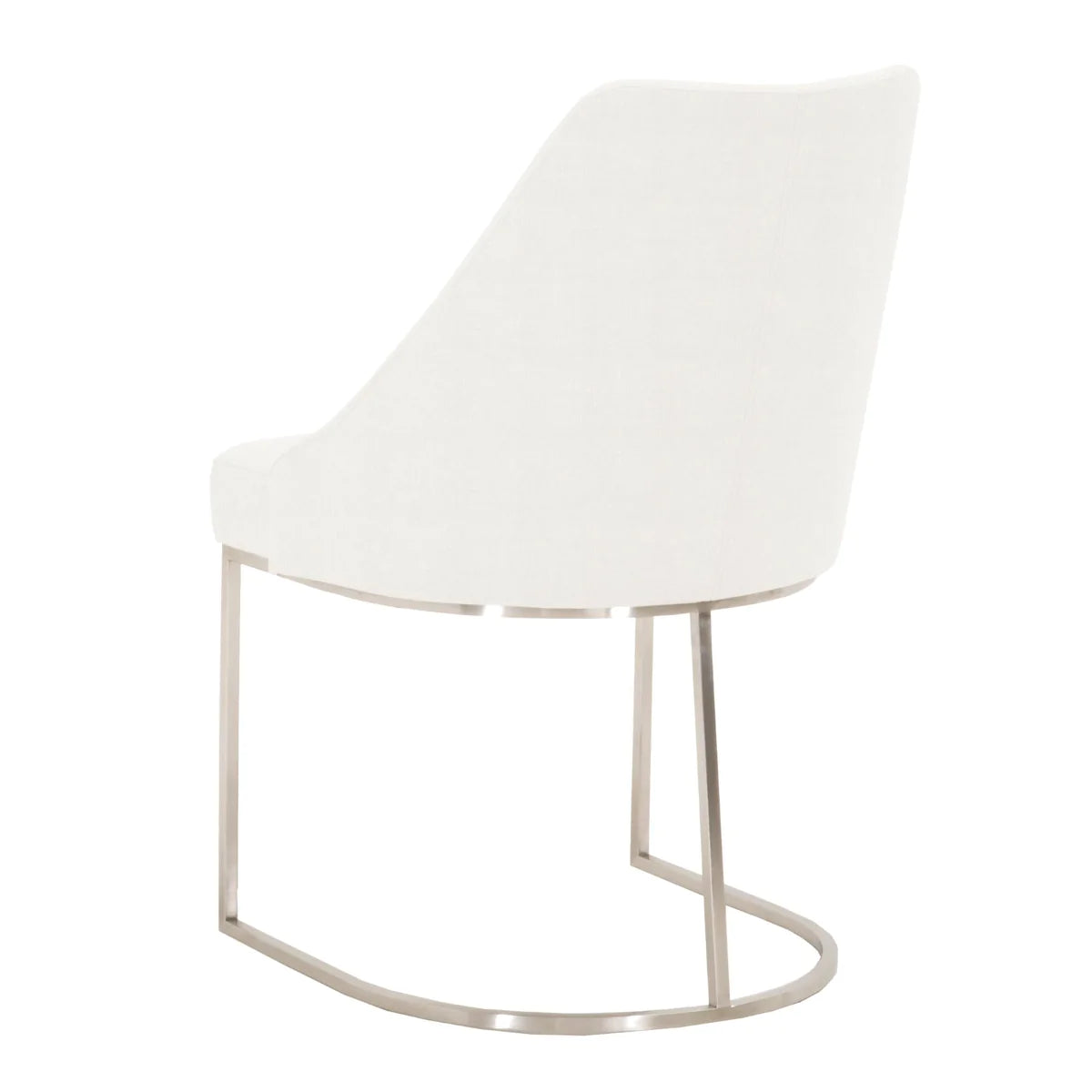 Benzara Velvet upholstered Dining Chair With Steel Feet, Silver And White, Set Of Two BM185148