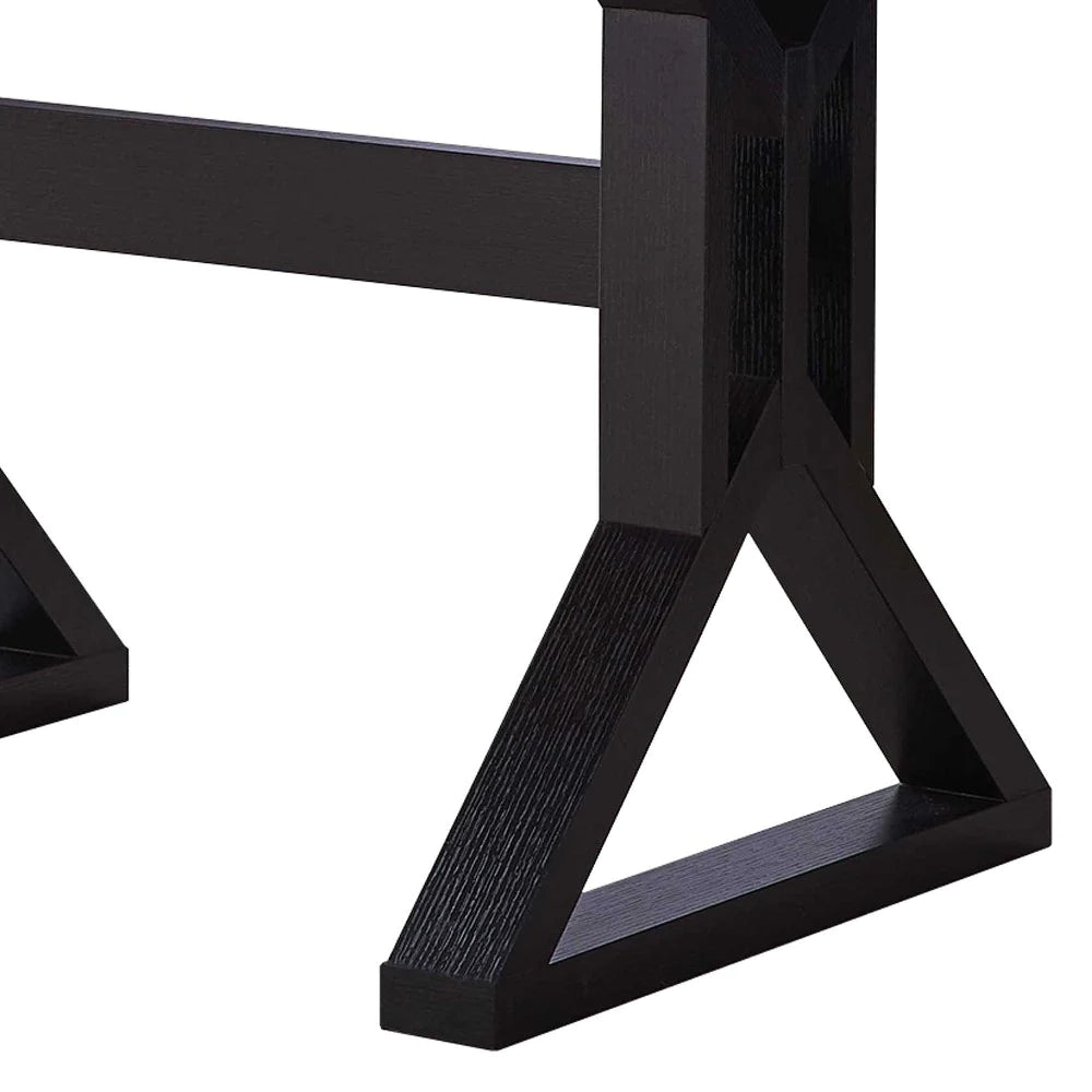 Benzara Two Toned Rectangular Wooden Dining Table with X Shaped Trestle Base, Black and Brown BM200691