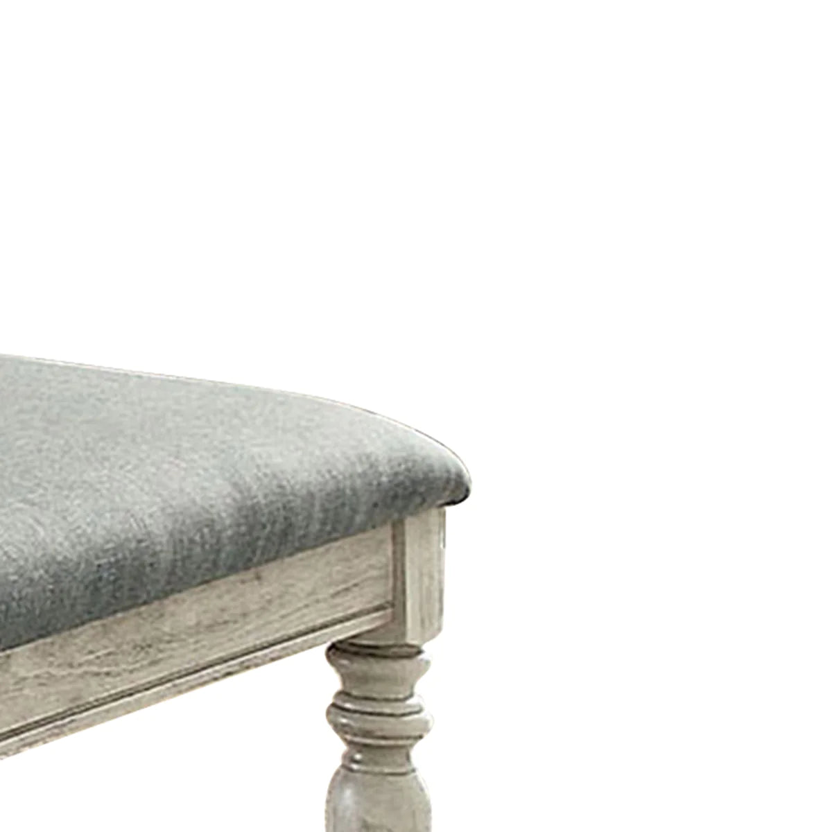 Benzara Transitional Fabric Upholstered Wooden Bench, Gray and White BM203986