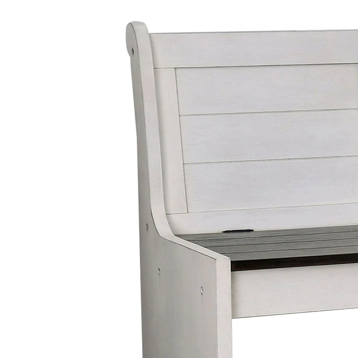 Benzara Wooden Counter Height Bench with Lift Top Seat, White and Black BM204861