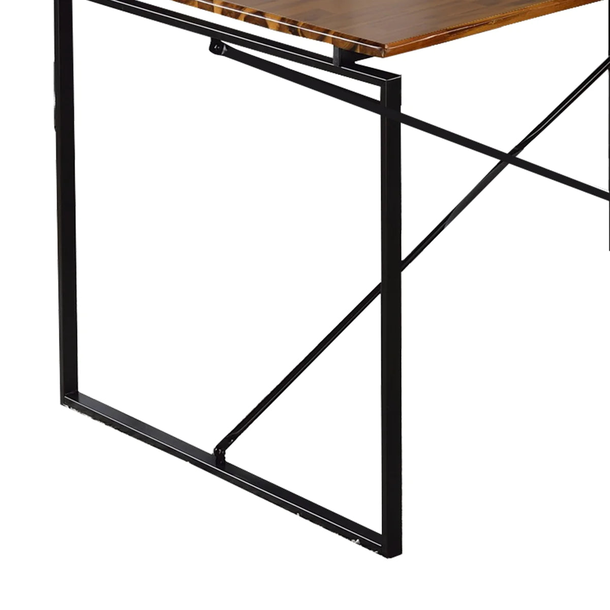 Benzara Rectangular Wooden Dining Table with X Shape Metal Base, Black and Brown BM209583