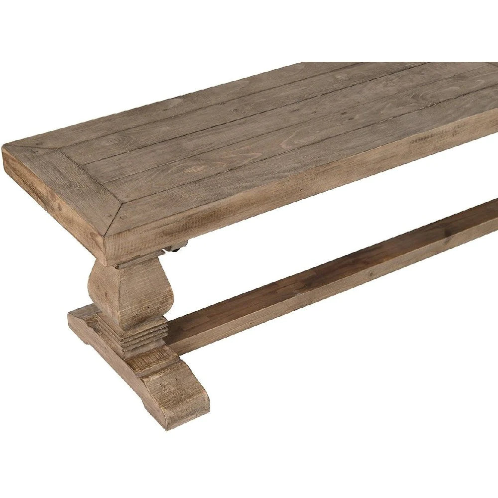 Benzara Rectangular Reclaimed Wood Bench with Trestle Base, Weathered Brown BM210353