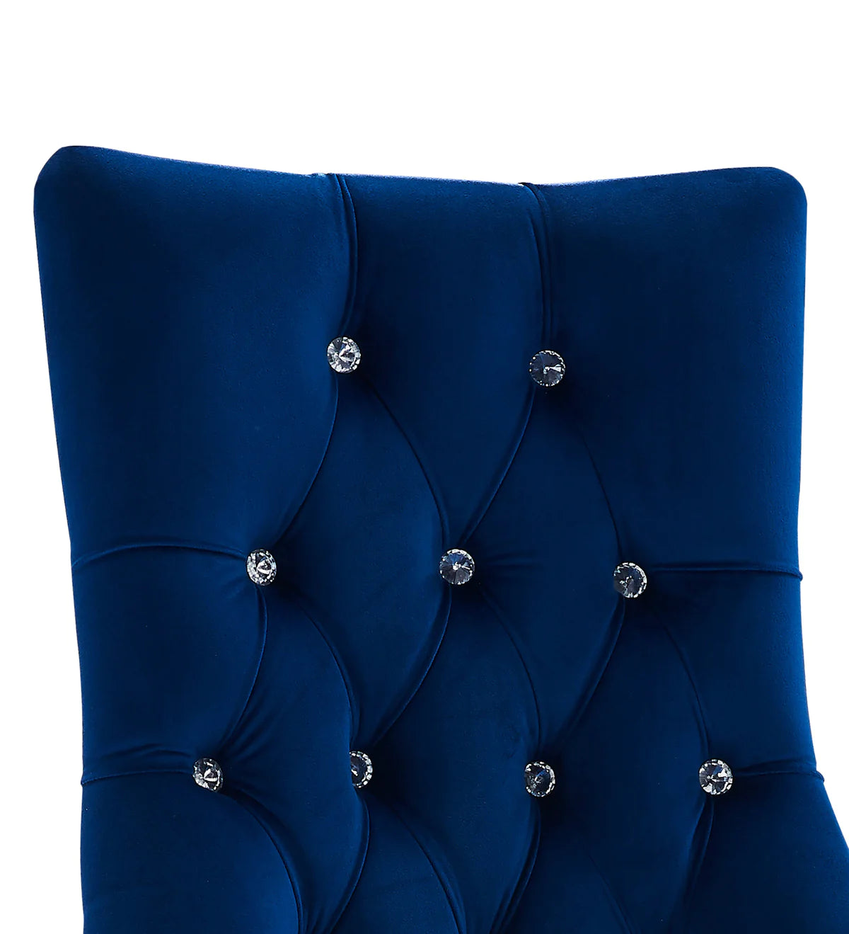 Benzara Fabric Upholstered Button Tufted Dining Chair with Acrylic Legs, Blue BM214486