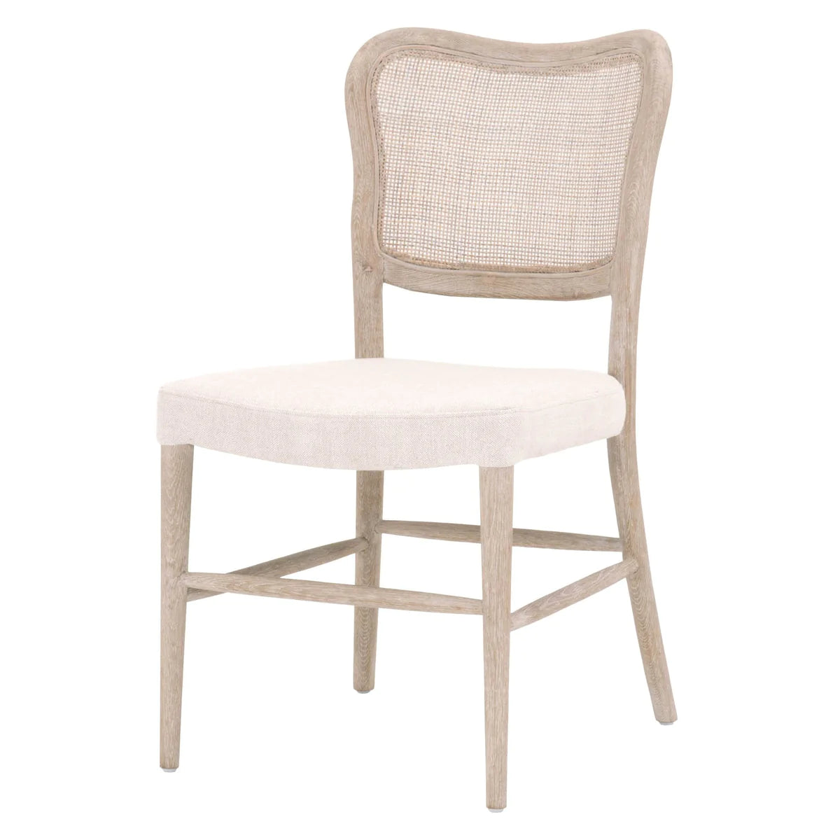 Benzara Cane Back Wooden Frame Dining Chair with Padded Seat, Set of 2, Beige BM217355