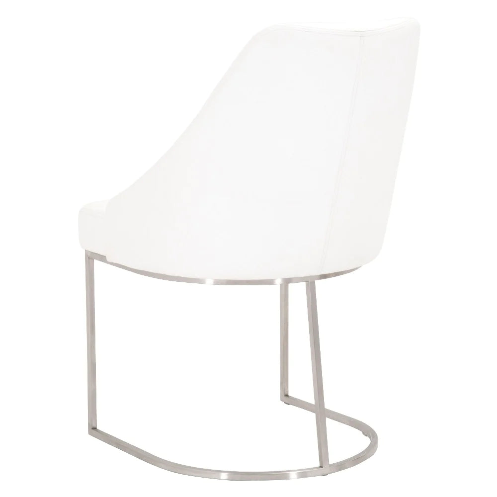 Benzara Curved Dining Chair with Steel Cantilever Base, Set of 2, White and Gold BM217381