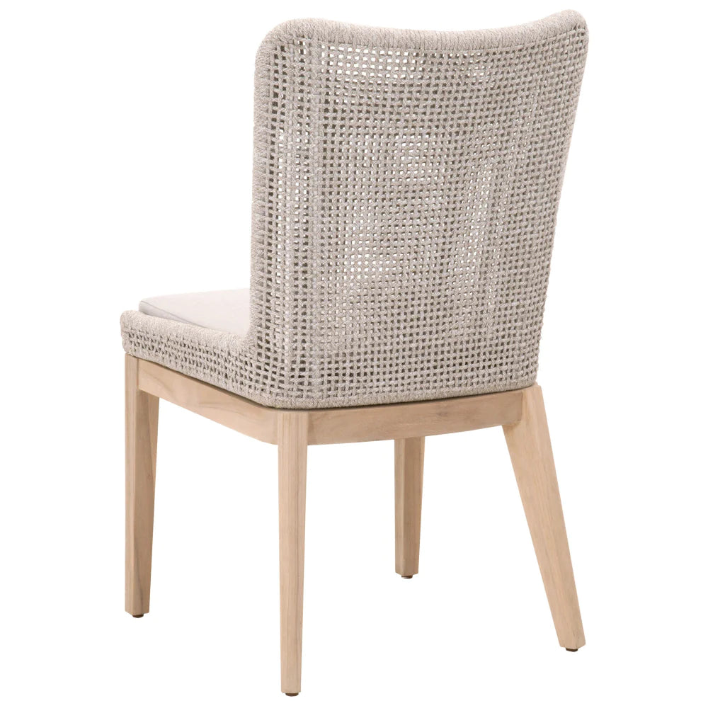 Benzara Wingback Dining Chair with Rope Woven Mesh Design,Set of 2,Beige and Gray BM217382