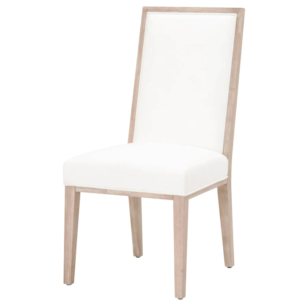 Benzara High Back Armless Dining Chair with Wooden Legs, Set of 2, White and Brown BM217385