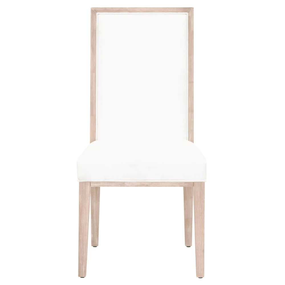 Benzara High Back Armless Dining Chair with Wooden Legs, Set of 2, White and Brown BM217385