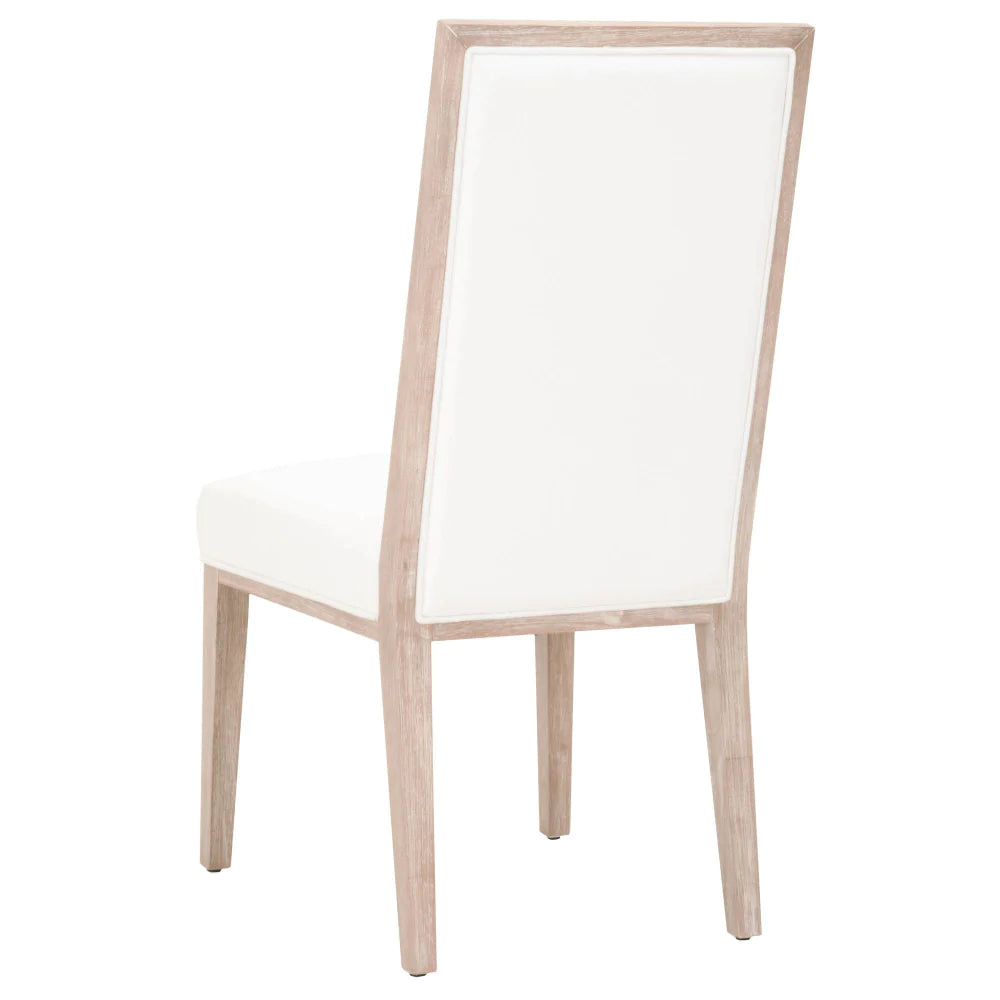 Benzara High Back Armless Dining Chair with Wooden Legs, Set of 2, White and Brown BM217385