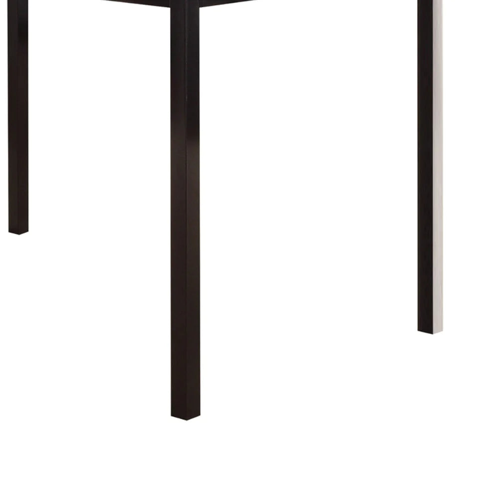 Benzara Faux Marble Top Dining Table with Metal Straight Legs, Brown and Black BM220104