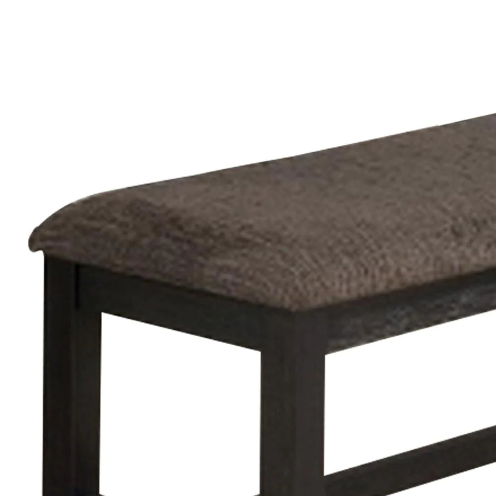 Benzara 19 Fabric Upholstered Wooden Frame Padded Bench, Brown BM232561