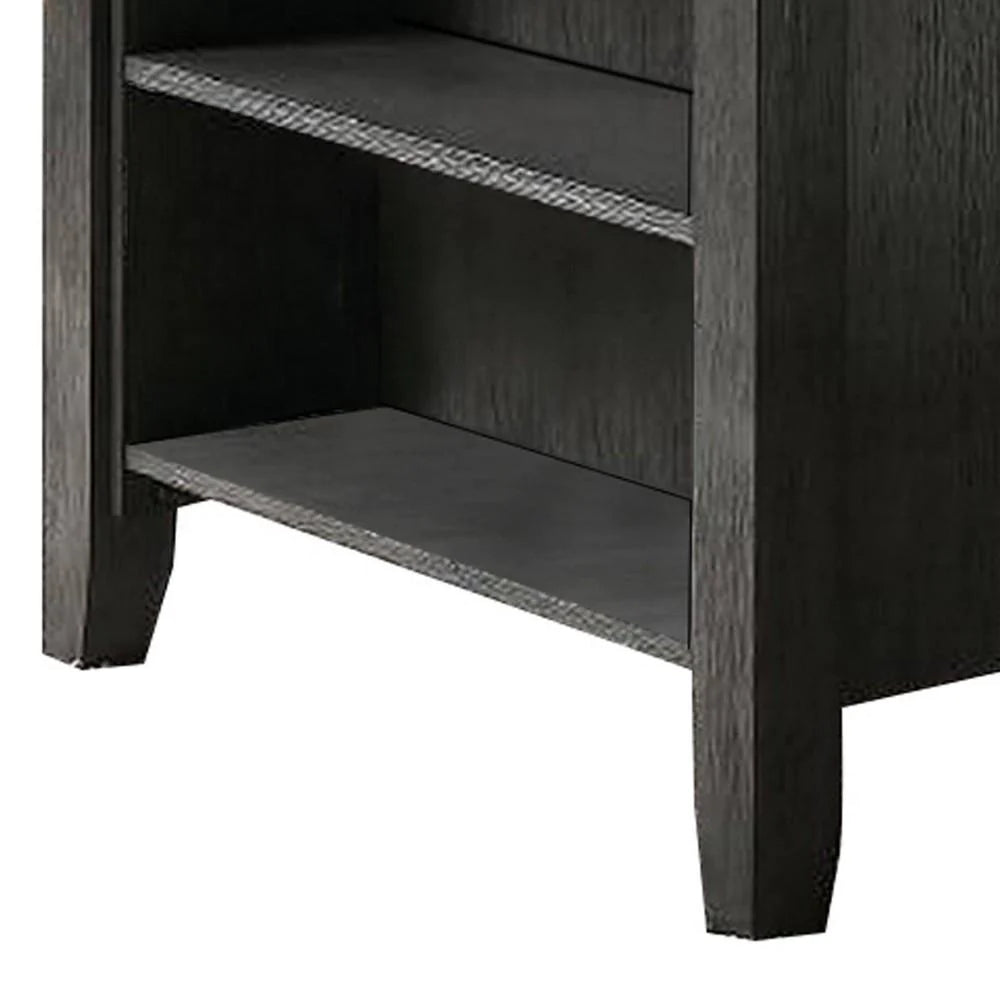 Benzara Wooden Counter Height Table with Three Storage Shelves, Gray BM232889