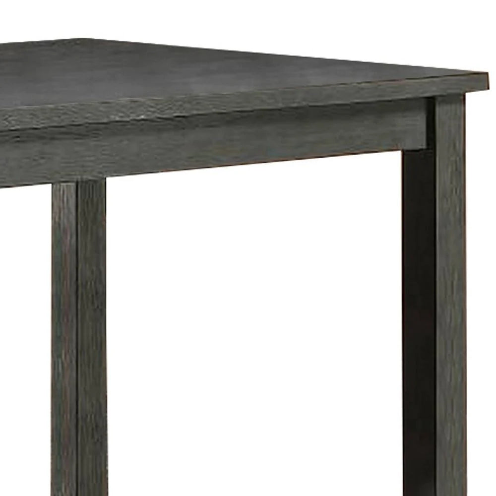 Benzara Wooden Counter Height Table with Three Storage Shelves, Gray BM232889