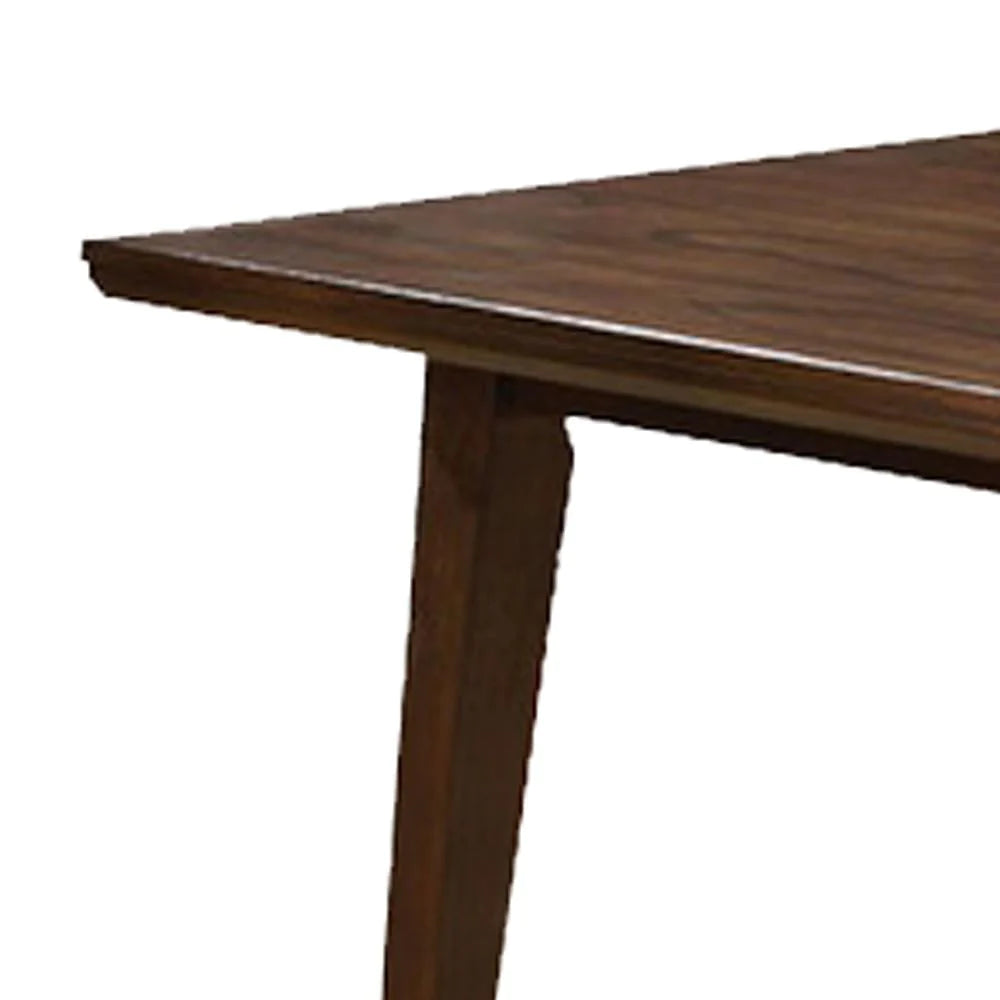 Benzara Rectangular Wooden Dining Table with Tapered Block Legs, Brown BM233842