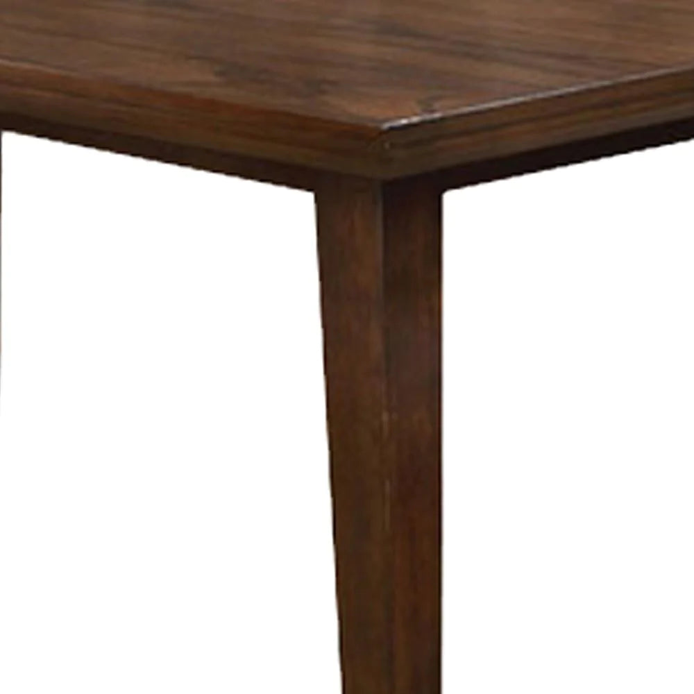 Benzara Rectangular Wooden Dining Table with Tapered Block Legs, Brown BM233842