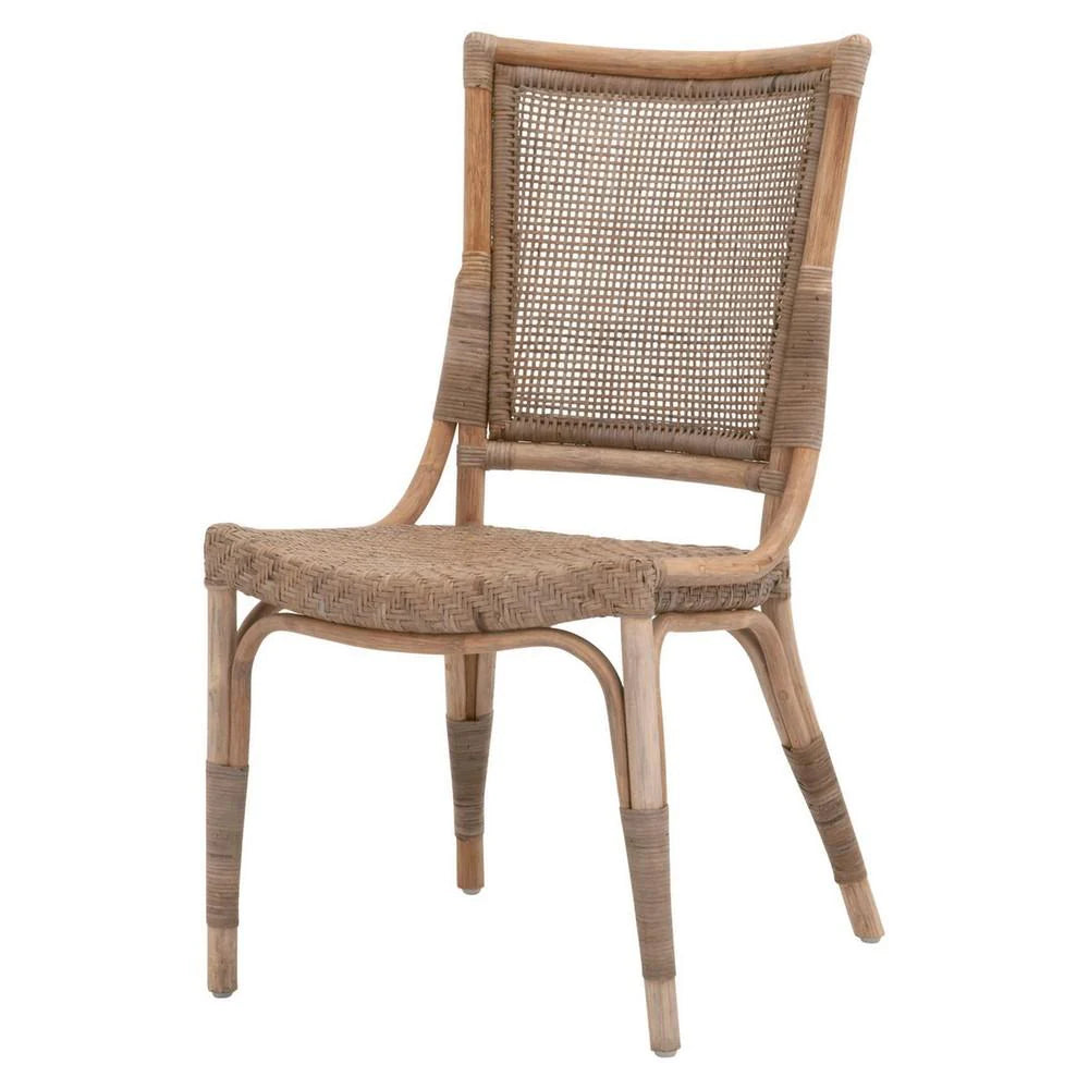 Benzara 18" Herringbone Woven Rattan Dining Chair, Set of 2, Brown BM235547