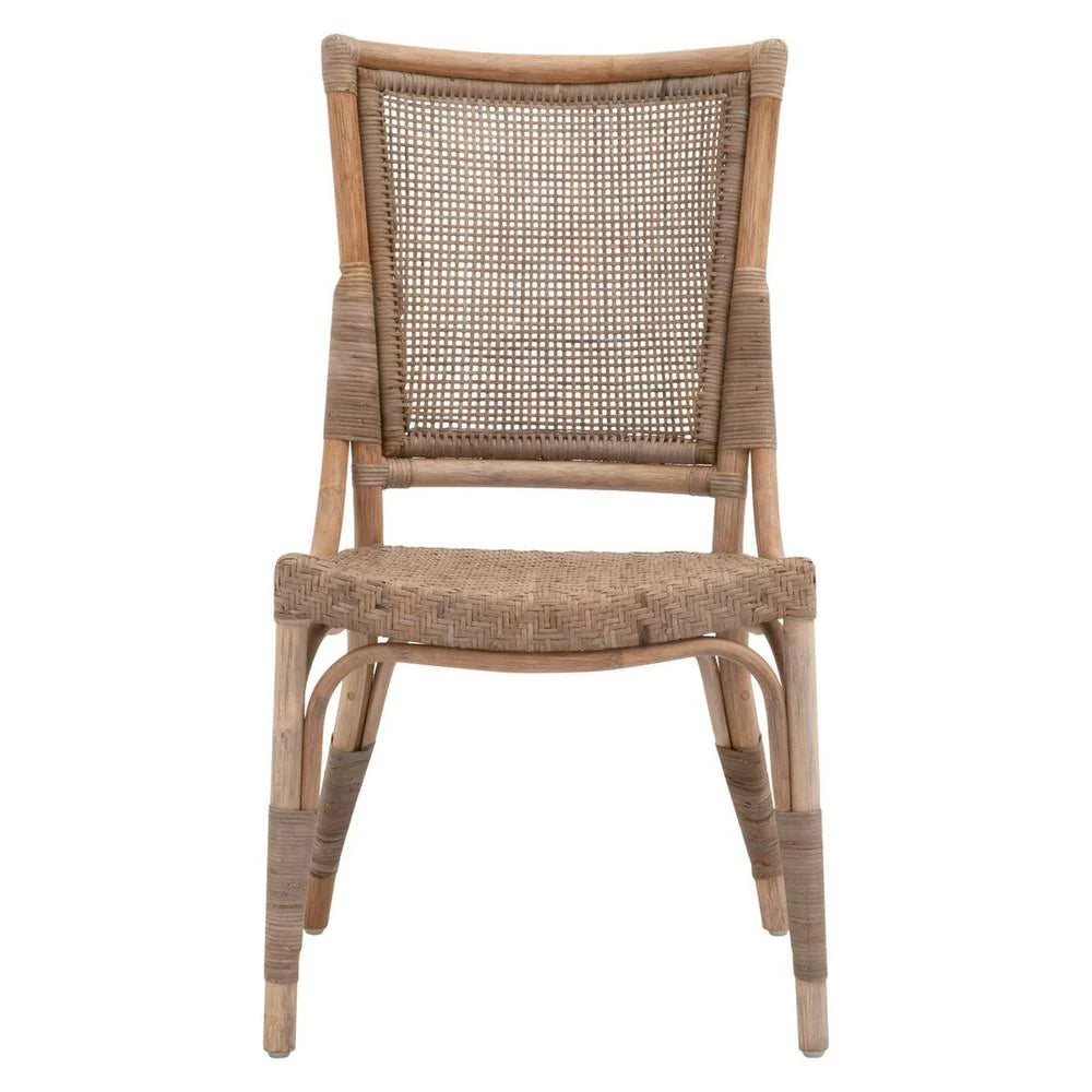 Benzara 18" Herringbone Woven Rattan Dining Chair, Set of 2, Brown BM235547