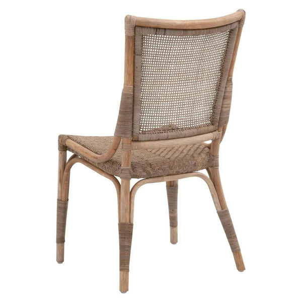 Benzara 18" Herringbone Woven Rattan Dining Chair, Set of 2, Brown BM235547