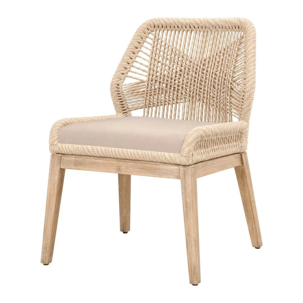 Benzara Intricate Rope Weaved Padded Dining Chair, Set of 2, Beige and Brown BM235553