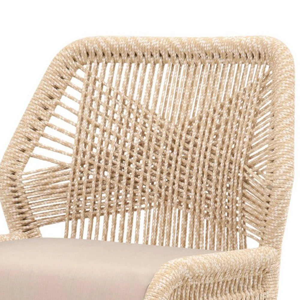 Benzara Intricate Rope Weaved Padded Dining Chair, Set of 2, Beige and Brown BM235553