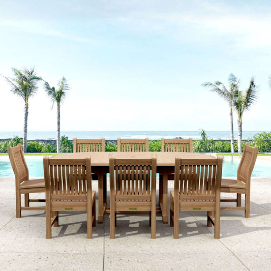 Anderson Teak Bahama Sahara 9-Pieces 87" Oval Dining Set Set-85
