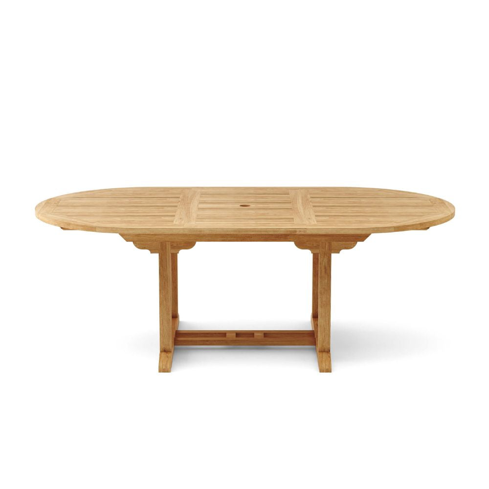 Teak Oval Extension Dining Set for 8-10 Anderson Teak Bahama Sahara, 9-Piece
