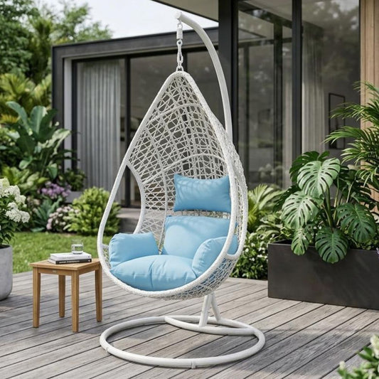 40" Blue Metal Outdoor Swing Chair , goldstardining.com