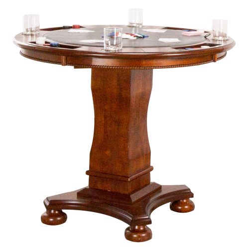 Sunset Trading Bellagio 42" Round Counter Height Dining, Chess and Poker Table | Reversible 3 in 1 Game Top | Distressed Cherry Brown Wood CR-87148-TCB