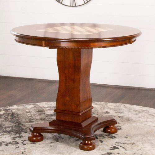 Sunset Trading Bellagio 42" Round Counter Height Dining, Chess and Poker Table | Reversible 3 in 1 Game Top | Distressed Cherry Brown Wood CR-87148-TCB