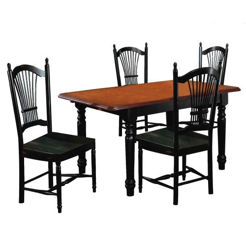 Sunset Trading Selections 5 Piece 60" Rectangular Extendable Dining Set | Allenridge Chairs | Butterfly Leaf Table | Antique Black/Cherry Wood | Seats 4, 6 PK-TLB3660-C07-AB5P