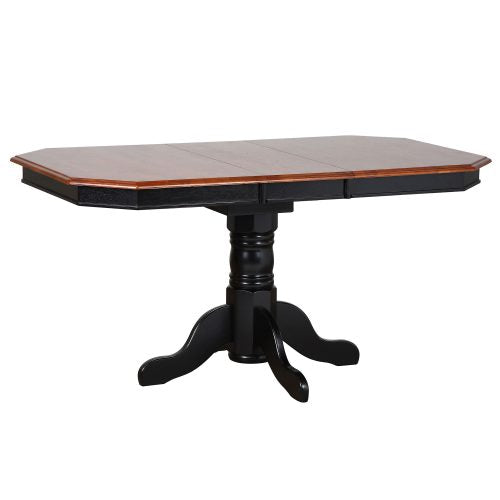 Sunset Trading Black Cherry Selections 60" Oval Extendable Pedestal Dining Table | Antique Black with Cherry | Seats 6 DLU-TCP3660-BCH