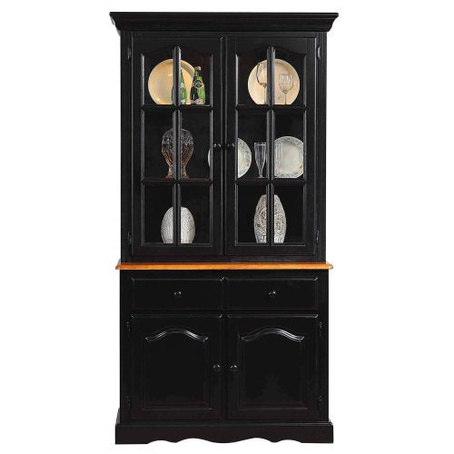 Sunset Trading Black Cherry Selections Keepsake Buffet and Lighted Hutch | Antique Black and Cherry DLU-19-BH-BCH