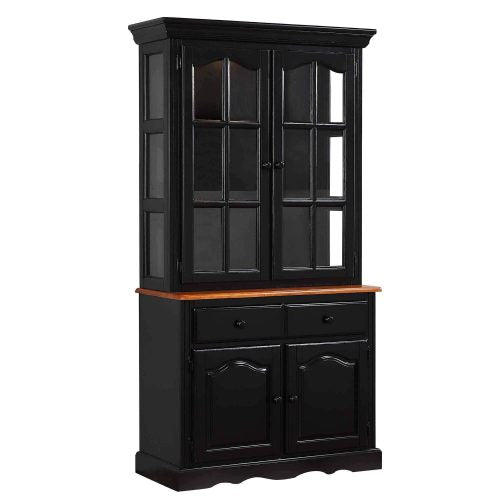 Sunset Trading Black Cherry Selections Keepsake Buffet and Lighted Hutch | Antique Black and Cherry DLU-19-BH-BCH