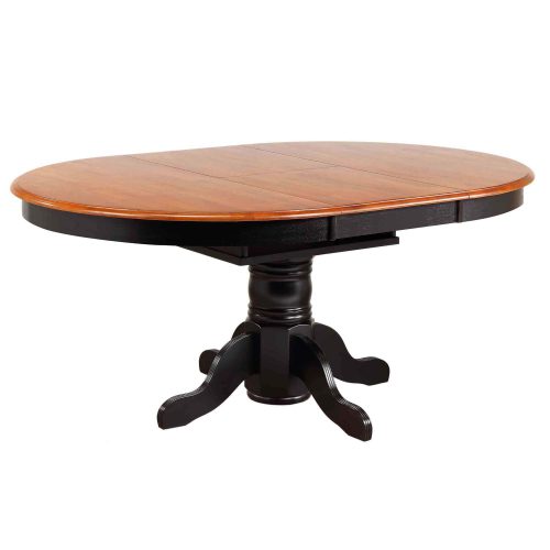 Sunset Trading Black Cherry Selections 66" Oval Pedestal Extendable Dining Table | Antique Black with Cherry Butterfly Top | Seats 6 DLU-TBX4266-BCH