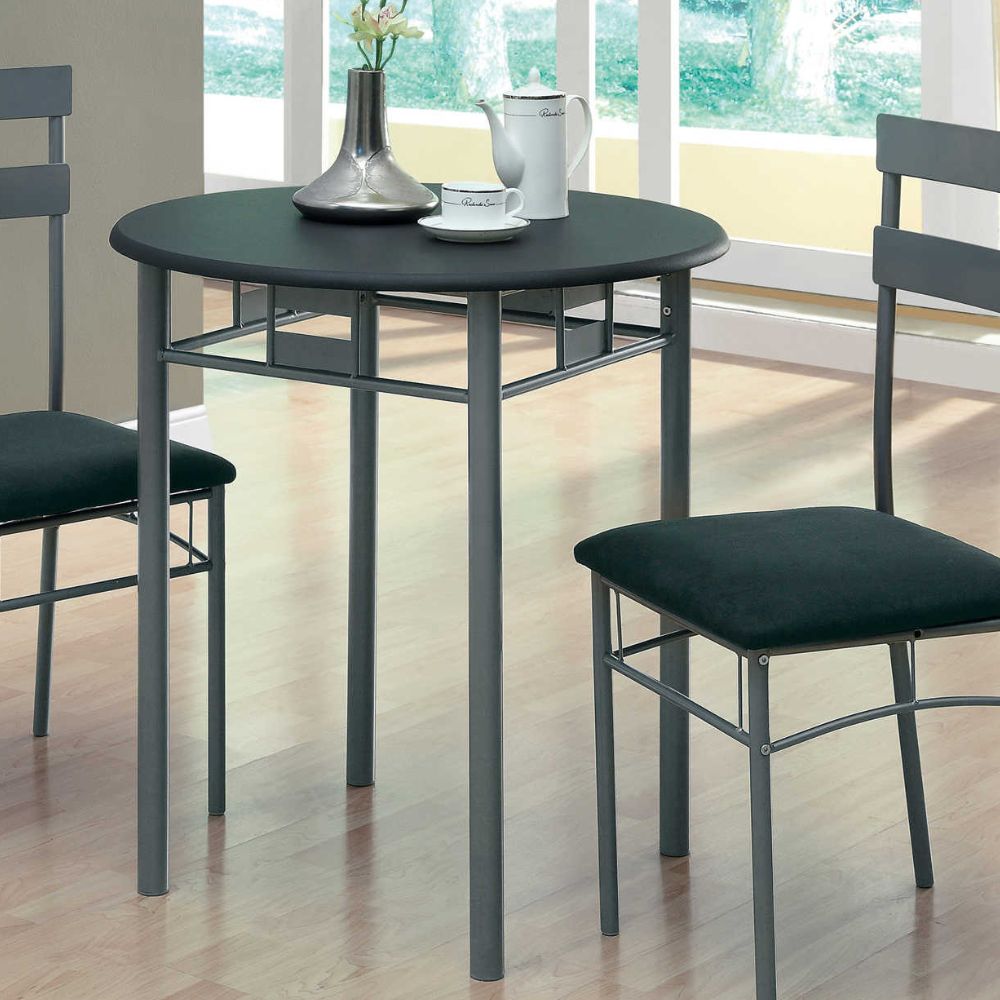 lifestyle Black 30"Round Table and 2 Cushioned Chairs Dining Table Set goldstardining.com
